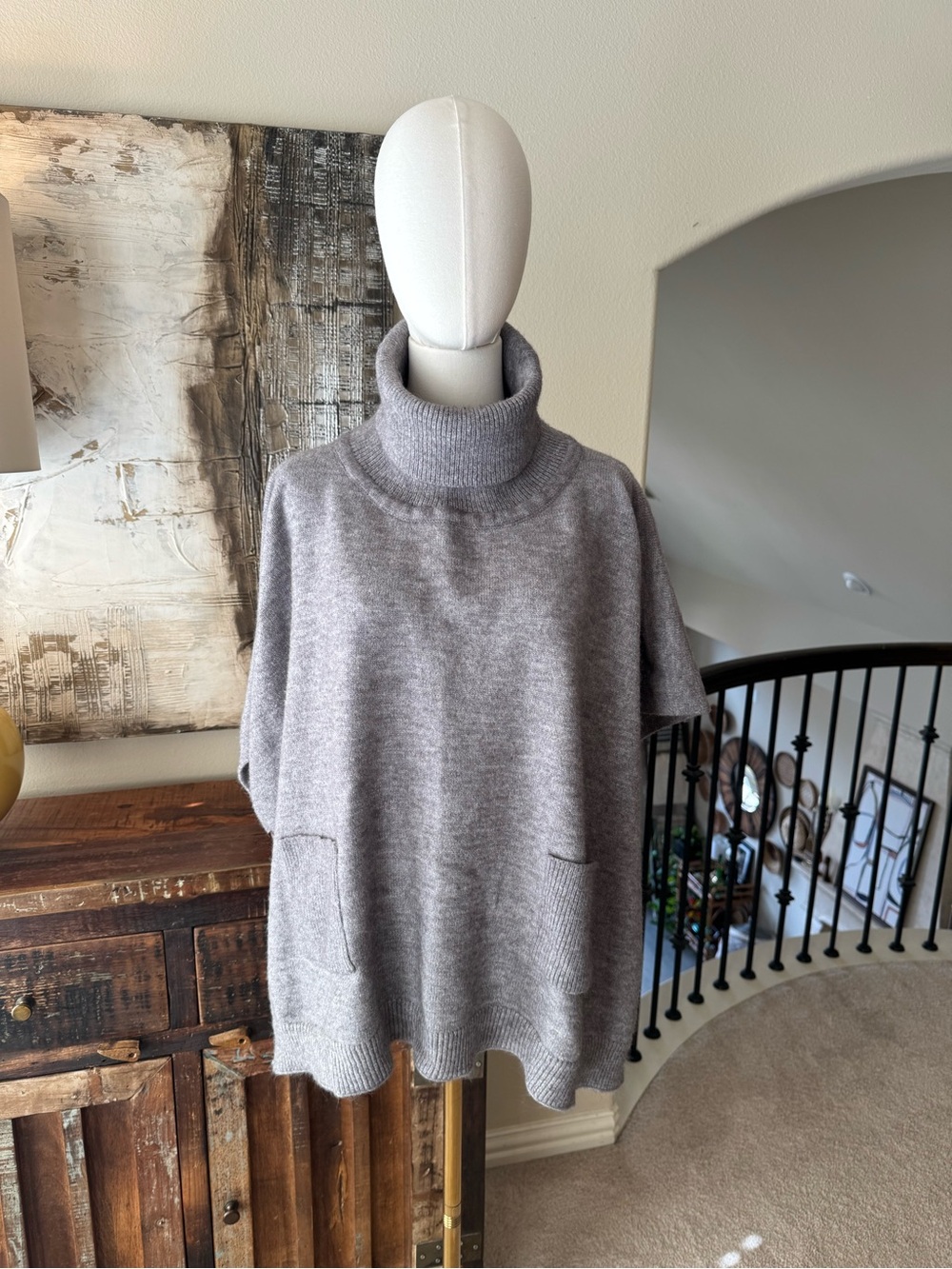 Loft Cozy Turtleneck Poncho Sweater - One Size - Picture 2 of 7
